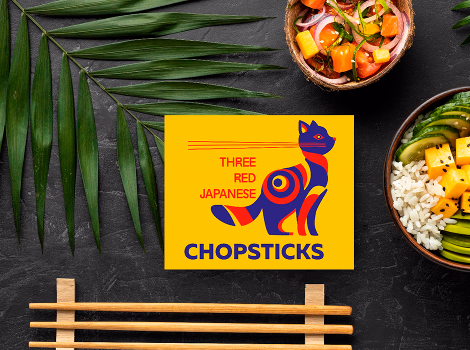 3 red chopsticks presentation