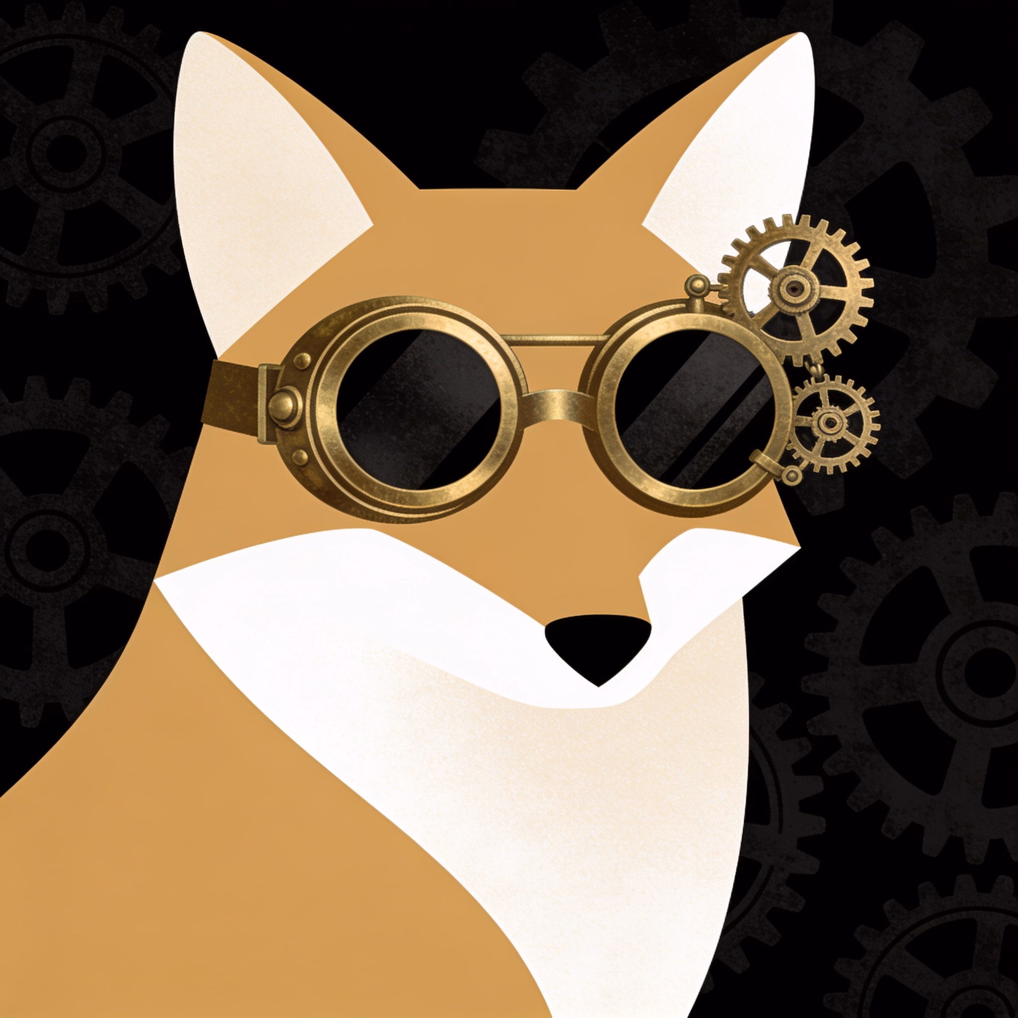 Design a logo for "Gears & Grace," a steampunk fashion boutique, using only three colors and depicting an animal wearing an accessory.